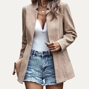 Chou Yatou Beige Open Front Coat Size XL